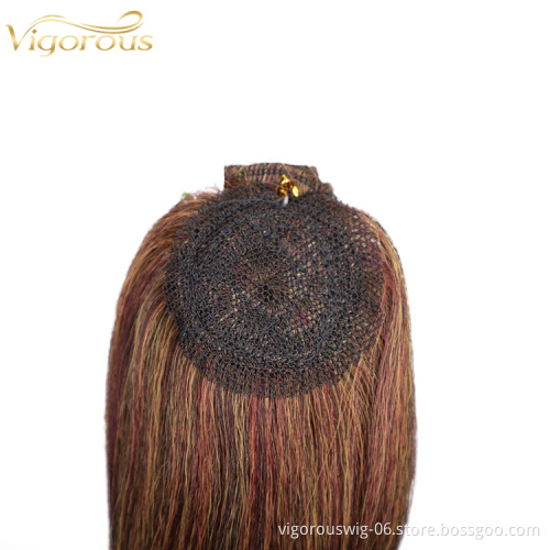 High TemperatureTop Quality Straight Various Sizes Synthetic Wig Ombre Black Brown Designer Hair Piece For Women